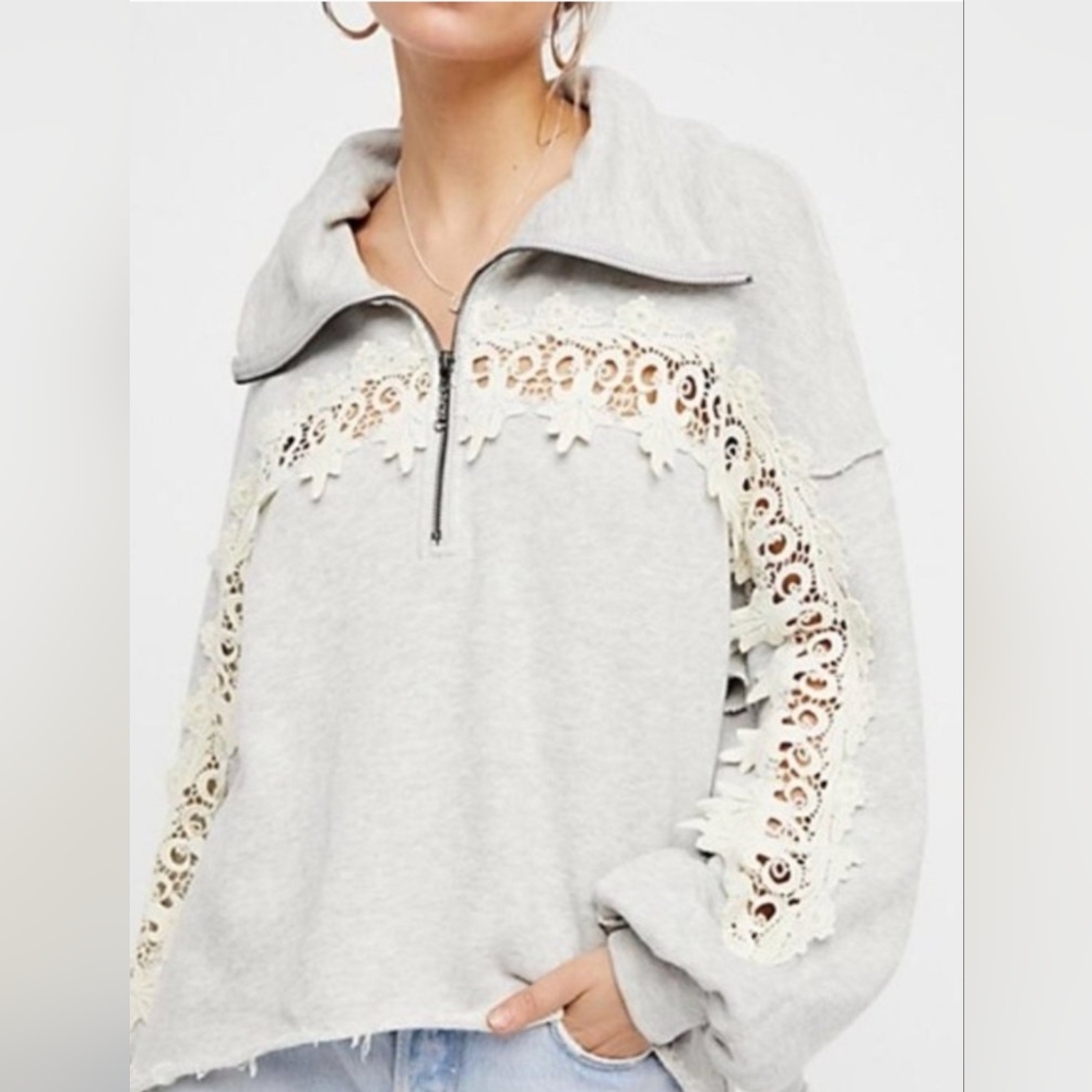 Free People Lace Quarter Zip Size X-Small.